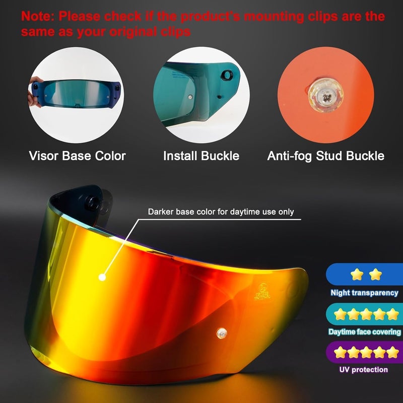psler Assault Rapid Stream Outer Helmet Visor - Motorcycle Helmet Face Shield Accessories Replacement for Assault Rapid Stream Outer FF320 FF353 FF328 FF800,Deep Red - Image 4